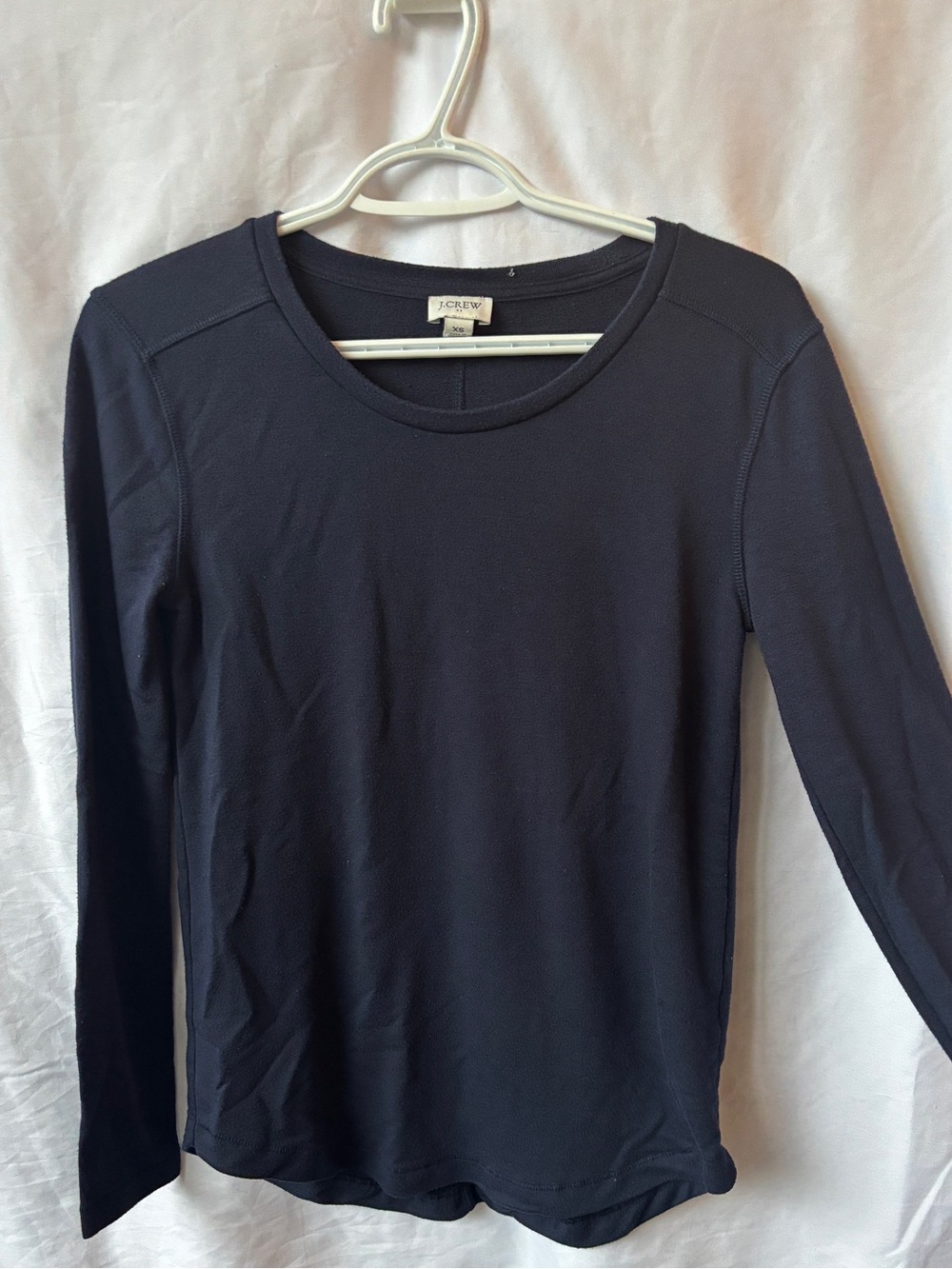 J. Crew Long-Sleeve Crewneck Top in Navy Blue